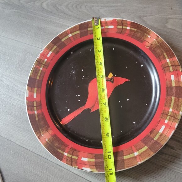 Set Of 2 Cypress Home Cardinal Plates 10.5" Diameter Ceramic Dinnerware Christma - Picture 6 of 7